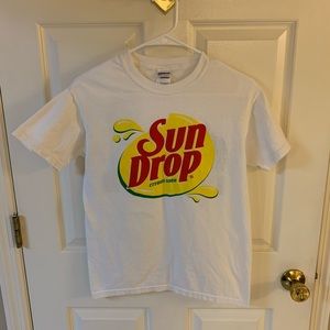 Sun Drop citrus soda vintage logo, new white shirt